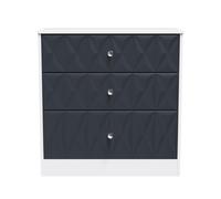 San Jose Ready Assembled Matt Indigo & White 3 Drawer Chest (H)791mm (W)766mm (D)395mm