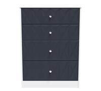Genoa Ready Assembled Matt Indigo & White 4 Drawer Deep Chest (H)1063mm (W)766mm (D)395mm