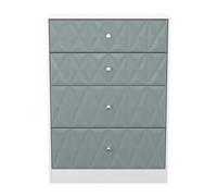San Jose Ready Assembled Matt Duck Egg Blue & White 4 Drawer Deep Chest (H)1063mm (W)766mm (D)395mm