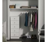 Genoa Ready Assembled Matt White 5 Drawer Bedside Chest (H)1120mm (W)450mm (D)395mm