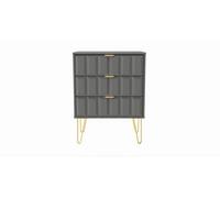 Welcome Furniture Ready Assembled Cuba 3 Drawer Midi Chest With Legs - Dust Grey, Grey