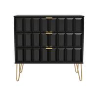 Ready Assembled 2 U Metro 3 Drawer Chest (Ready Assembled) in True Black | Size: Medium Ready Assembled 2 U True Black Medium