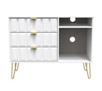 Ready Assembled 2 U Metro 3 Drawer TV Unit (Ready Assembled) in White | Size: Medium Ready Assembled 2 U White Medium