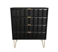 Ready Assembled 2 U Metro 4 Drawer Chest (Ready Assembled) in True Black | Size: Medium Ready Assembled 2 U True Black Medium