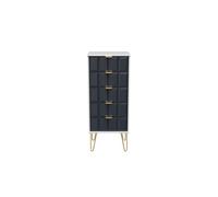 Ready Assembled 2 U Metro 5 Drawer Tall Bedside (Ready Assembled) in Dark Blue Ready Assembled 2 U Dark Blue