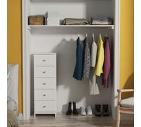 Ready Assembled 2 U Newlyn 5 Drawer Tall Bedside (Ready Assembled) in White Ready Assembled 2 U White