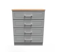 Ready Assembled 2 U Norfolk 4 Drawer Chest (Ready Assembled) in Dark Grey Ready Assembled 2 U Dark Grey
