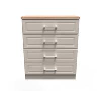 Ready Assembled 2 U Norfolk 4 Drawer Chest (Ready Assembled) in Taupe | Size: Medium Ready Assembled 2 U Taupe Medium