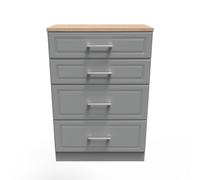 Ready Assembled 2 U Norfolk 4 Drawer Deep Chest (Ready Assembled) in Dark Grey Ready Assembled 2 U Dark Grey