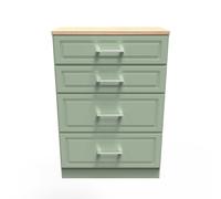Ready Assembled 2 U Norfolk 4 Drawer Deep Chest (Ready Assembled) in Pale Green Ready Assembled 2 U Pale Green