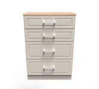 Ready Assembled 2 U Norfolk 4 Drawer Deep Chest (Ready Assembled) in Taupe | Size: Medium Ready Assembled 2 U Taupe Medium