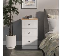 Welcome Furniture Ready Assembled Wilcox 3 Drawer Locker - Porcelain Ash and Oak, White
