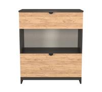 Bora 2 Drawer Deep Chest with shelf in Gold Craft Oak & Graphite - Ready Assembled - Lewis's Home | TJ Hughes