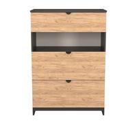 Ready Assembled 2 U Norway 3 Drawer Deep Chest with shelf (Ready Assembled) in Dark Grey | Size: Medium Ready Assembled 2 U Dark Grey Medium