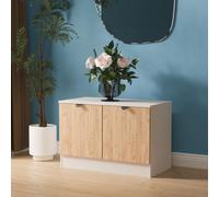 Welcome Furniture Ltd Bora Compact 2 Door TV & Media Unit in Gold Craft Oak & Kashmir - Ready Assembled, Cream