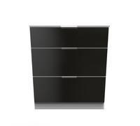 Ready Assembled 2 U Poole 3 Drawer Deep Chest (Ready Assembled) in Black Ready Assembled 2 U Black
