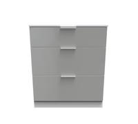 Poole 3 Drawer Deep Chest In Uniform Grey & White (Ready Assembled)