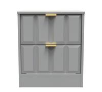 Ready Assembled 2 U Seattle 2 Drawer Bedside Cabinet (Ready Assembled) in Grey Ready Assembled 2 U Grey