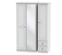 Ready Assembled 2 U Stirling Triple Mirror + Drawer Wardrobe (Ready Assembled) in Off-White Ready Assembled 2 U Off-White