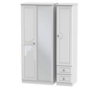 Ready Assembled 2 U Stirling Triple Mirror + Drawer Wardrobe (Ready Assembled) in White Ready Assembled 2 U White