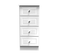 Ready Assembled 2 U Stratford 4 Drawer Tall Bedside (Ready Assembled) in White Ready Assembled 2 U White