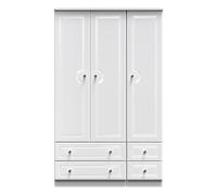 Ready Assembled 2 U Stratford Tall Triple 2 Drawer + Drawer Wardrobe (Ready Assembled) in White Ready Assembled 2 U White