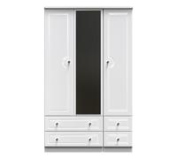 Ready Assembled 2 U Stratford Tall Triple 2 Drawer Mirror + Drawer Wardrobe (Ready Assembled) in White Ready Assembled 2 U White