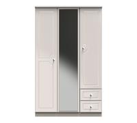Ready Assembled 2 U Stratford Tall Triple Mirror + Drawer Wardrobe (Ready Assembled) in Taupe Ready Assembled 2 U Taupe