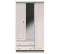 Ready Assembled 2 U Stratford Triple 2 Drawer Mirrored Wardrobe (Ready Assembled) in Taupe Ready Assembled 2 U Taupe