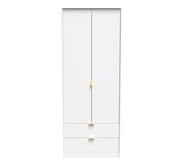 Tamworth Tall 2 Drawer Wardrobe In White Matt (Ready Assembled)