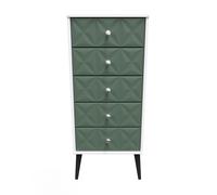 Ready Assembled 2 U Toledo 5 Drawer Tallboy (Ready Assembled) in Green Ready Assembled 2 U Green