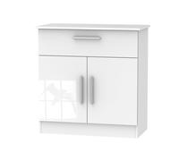 Welcome Furniture Ready Assembled Contrast 1 Drawer 2 Door Sideboard In White Gloss & Bardolino Oak