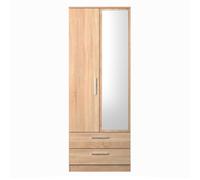 Ready Assembled 2 U Trent 2 Door 2 Drawer Mirrored Wardrobe (Ready Assembled) in Light Oak Ready Assembled 2 U Light Oak