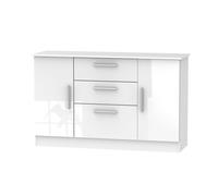 Welcome Furniture Ready Assembled Contrast 2 Door 3 Drawer Sideboard In White Gloss