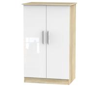 Welcome Furniture Ready Assembled Contrast 2 Door Midi Robe In White & Bardolino Oak, White