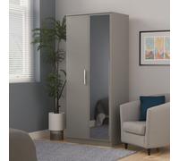 Ready Assembled 2 U Trent 2 Door Mirrored Robe (Ready Assembled) in Dark Grey | Size: Large Ready Assembled 2 U Dark Grey Large