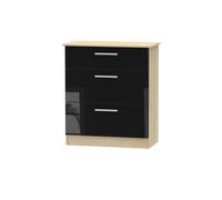Ready Assembled 2 U Trent 3 Drawer Deep Chest (Ready Assembled) in Black Ready Assembled 2 U Black