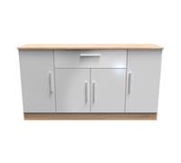 Trent Wide 4 Door 1 Drawer Sideboard In Grey & Bardolino Oak (Ready Assembled)