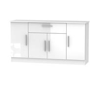 Welcome Furniture Ready Assembled Contrast 4 Door 1 Drawer Wide Unit In White Gloss & Bardolino Oak