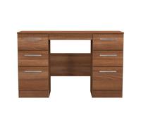 Trent 6 Drawer Kneehole Desk In Noche Walnut (Ready Assembled)