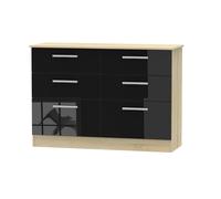 Ready Assembled 2 U Trent 6 Drawer Wide Chest (Ready Assembled) in Black Ready Assembled 2 U Black