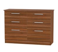 Ready Assembled 2 U Trent 6 Drawer Wide Chest (Ready Assembled) in Walnut Ready Assembled 2 U Walnut