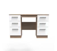 Trent Double Pedestal Desk In White & Bardolino Oak (Ready Assembled)