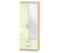 Ready Assembled 2 U Trent Tall 2 Door 2drw Mirrored Wardrobe (Ready Assembled) in Cream Ready Assembled 2 U Cream
