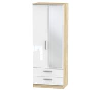 Ready Assembled 2 U Trent Tall 2 Door 2drw Mirrored Wardrobe (Ready Assembled) in White Ready Assembled 2 U White