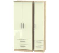 Ready Assembled 2 U Trent Tall Triple 2 Drawer + Drawer Wardrobe (Ready Assembled) in Cream Ready Assembled 2 U Cream