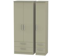 Trent Tall Triple 4 Drawer Wardrobe In Mushroom Gloss & Mushroom Matt (Ready Assembled)
