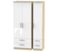 Ready Assembled 2 U Trent Tall Triple 2 Drawer + Drawer Wardrobe (Ready Assembled) in White Ready Assembled 2 U White