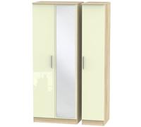 Ready Assembled 2 U Trent Tall Triple Mirror Wardrobe (Ready Assembled) in Cream Ready Assembled 2 U Cream