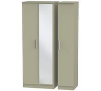 Trent Tall Triple Mirrored Wardrobe In Mushroom Gloss & Mushroom Matt (Ready Assembled)
